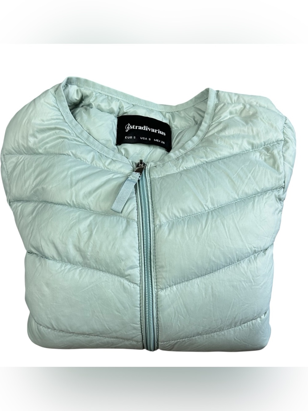 Stradivarius Light Blue Lightweight Puffer Jacket Women’s Small Quilted Zip